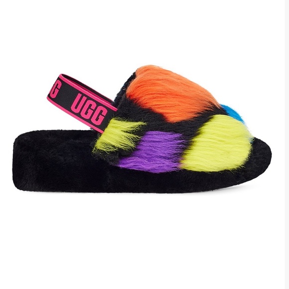 Ugg Fluff Yeah party spots multi colored Slippers. Sling back SZ. 7. NWT NIB - Picture 2 of 10